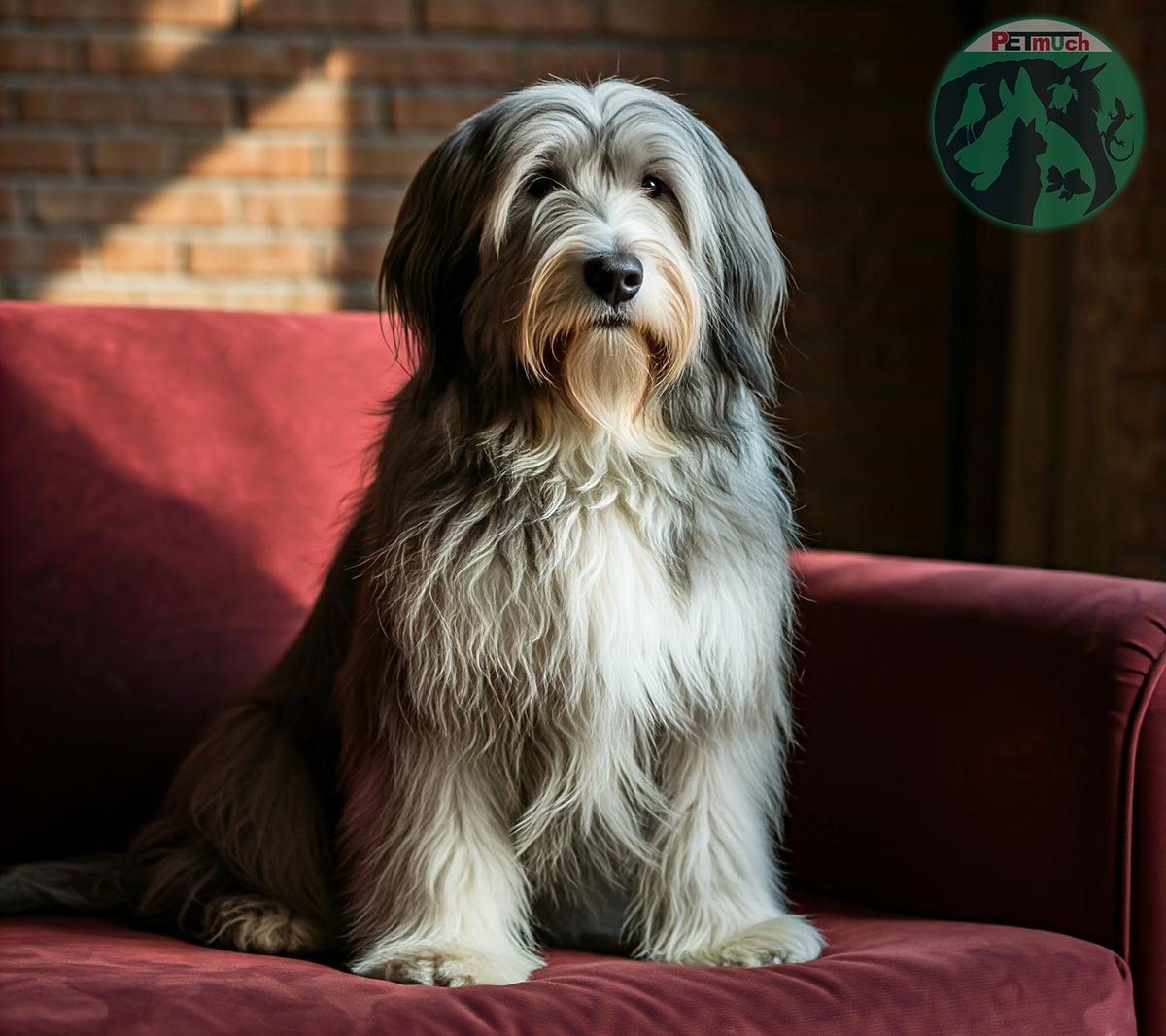 Image of Bearded Collie Dog Sitting - AI Generated