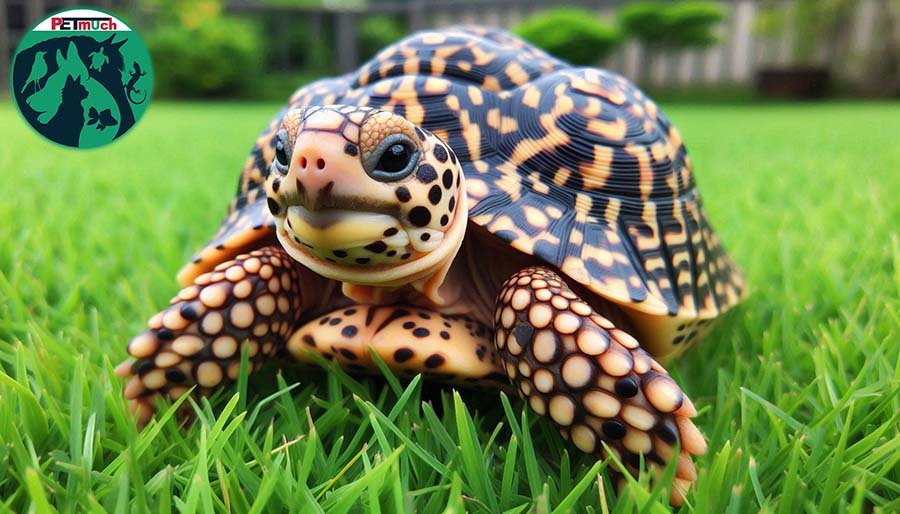 Pet Leopard Tortoise in the lawn