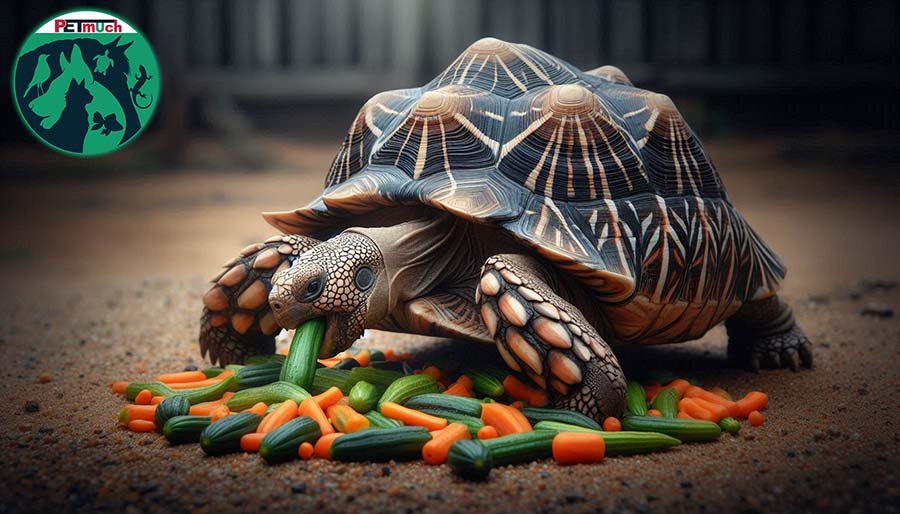 Pet Indian Star Tortoise eating