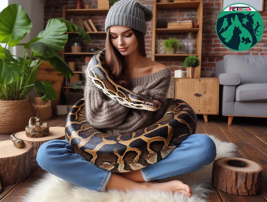 Central African Rock Python with owner