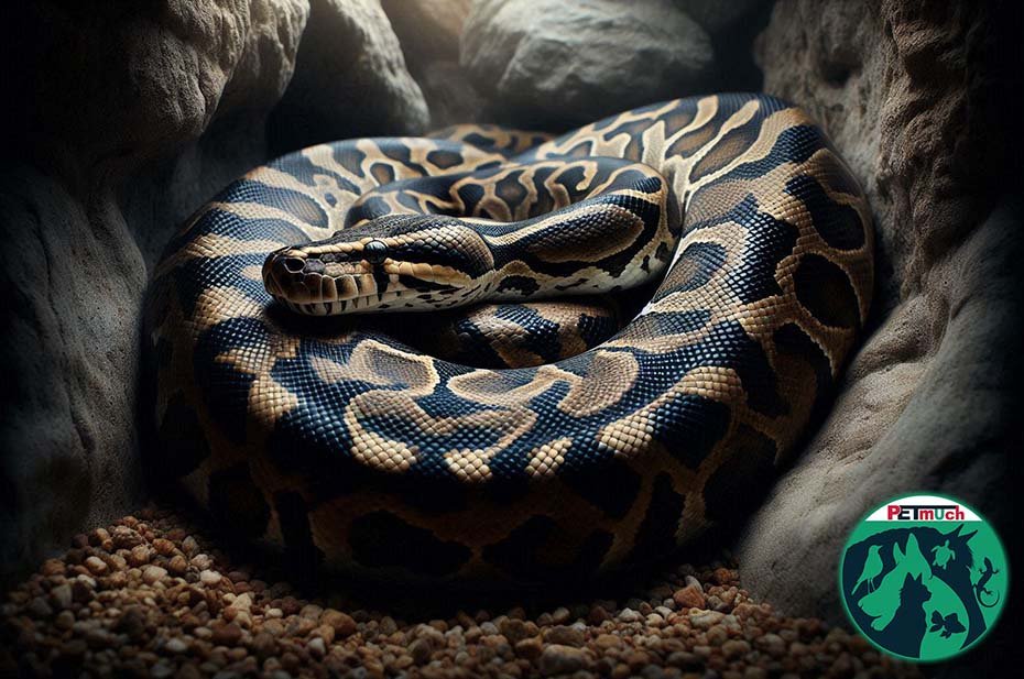 Central African Rock Python inside habitat