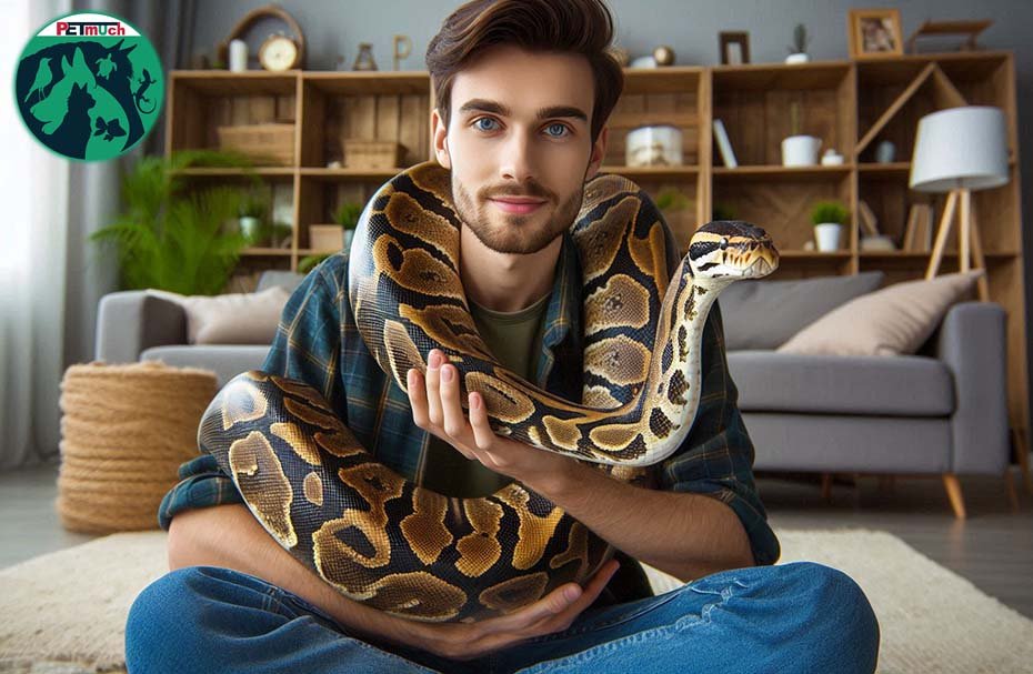 Burmese Python with owner