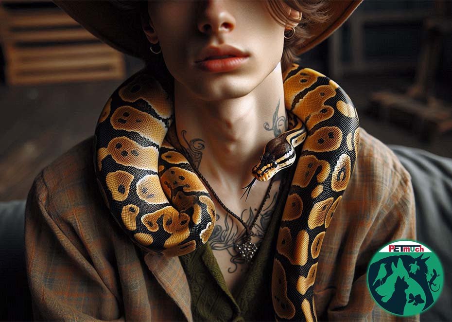 Ball Python with owner