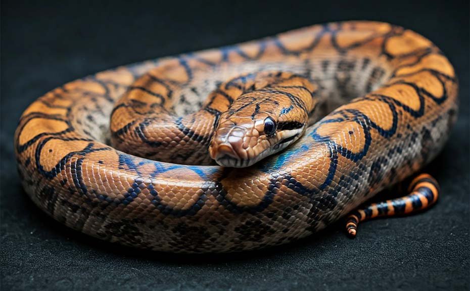 Rainbow Boa inside habitat
