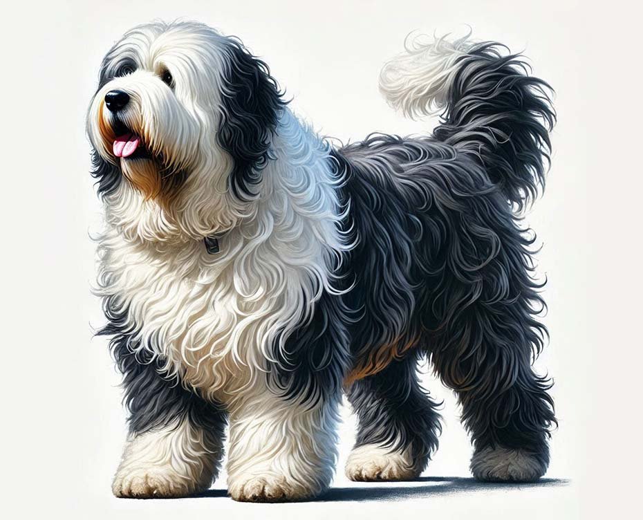 Old English Sheepdog standing