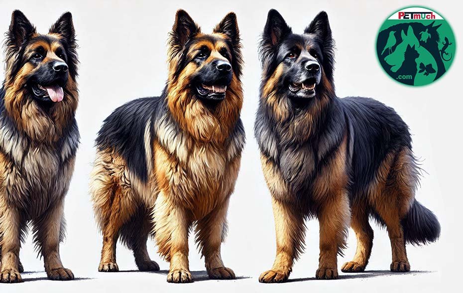 Three different coat colors in King Shepherd Dogs