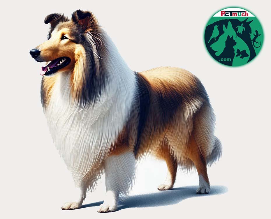 Rough Collie dog walking