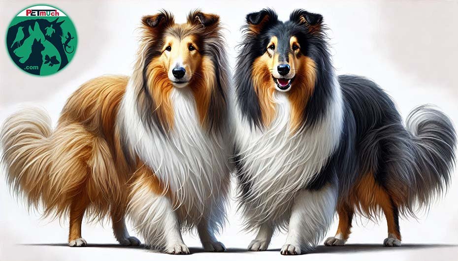Two different Rough Collie colors