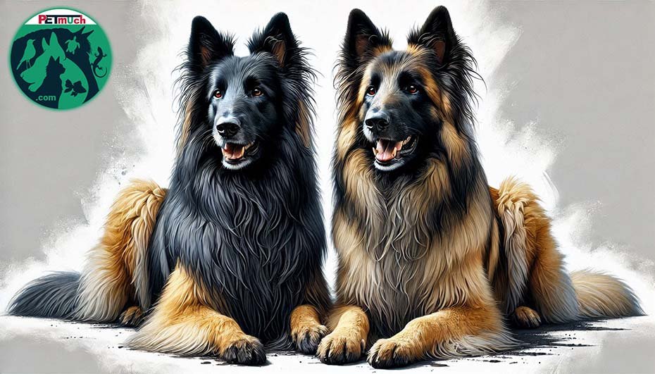 Two Belgian Tervuren sitting together