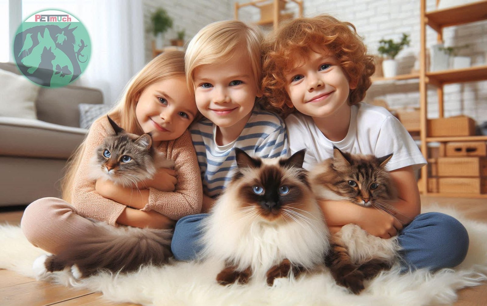 AI generated Image of Pet cats with kids