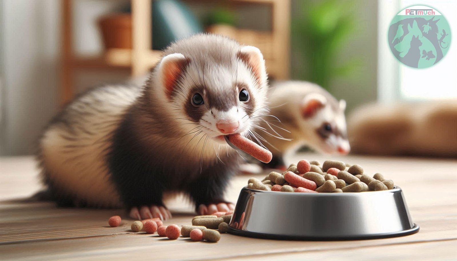 Pet ferret eating food