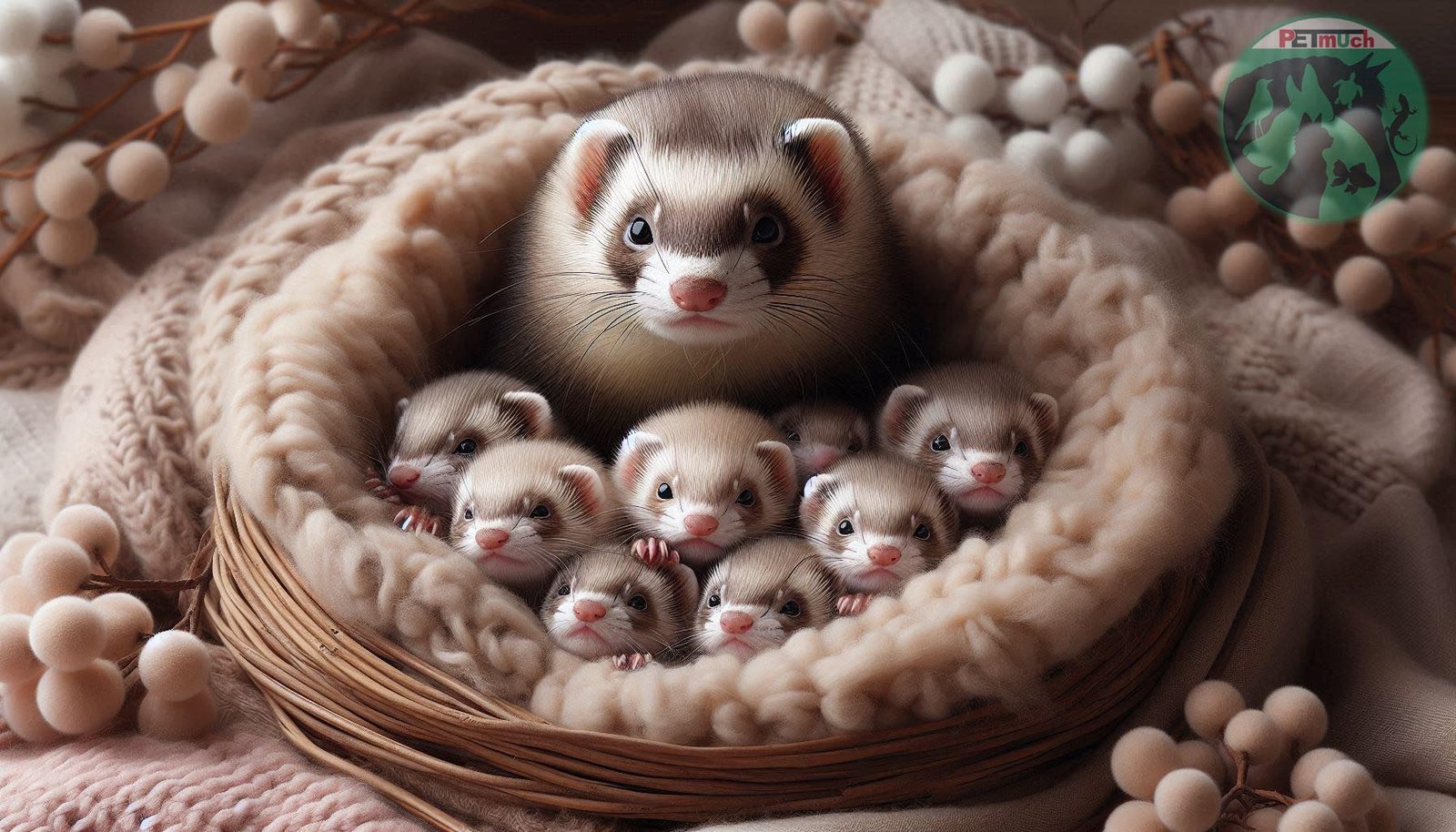 Pet Ferret with litter