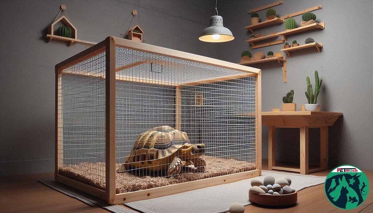 Tortoise in an Indoor Enclosure. AI Generated Image.
