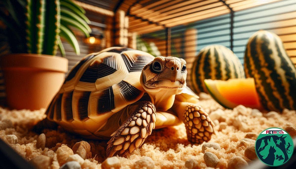 Tortoise in an Indoor Enclosure. AI Generated Image.