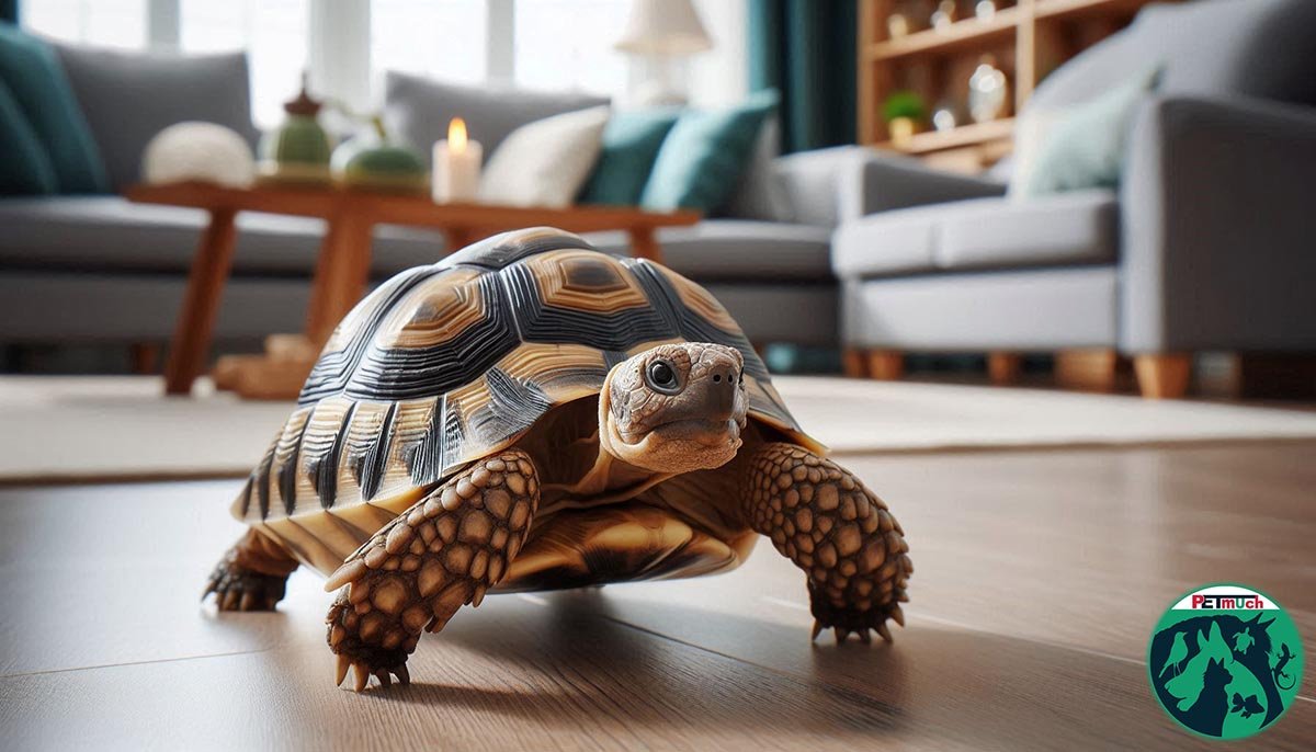 Tortoise in an Indoor Enclosure. AI Generated Image.