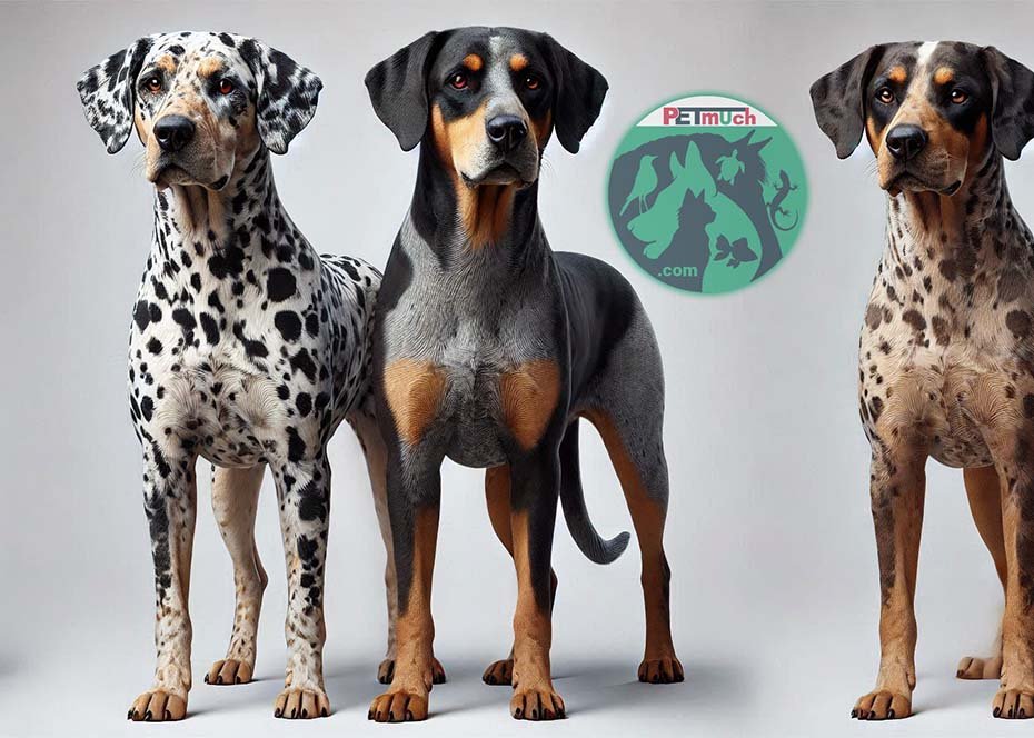Three different color Catahoula Leopard Dogs